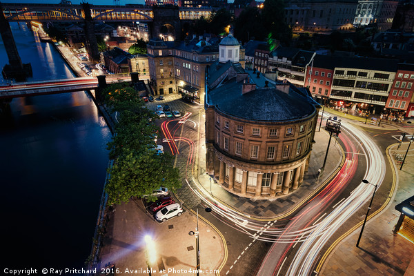 Newcastle Light Trails Picture Board by Ray Pritchard