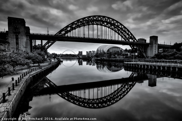 Black and White Tyne Bridge Picture Board by Ray Pritchard