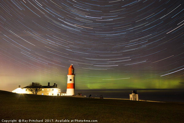 Aurora at Souter Lighthouse  Picture Board by Ray Pritchard