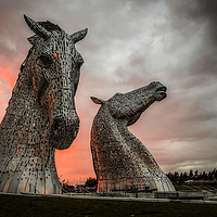 Buy canvas prints of The Kelpies at Sunset by Ray Pritchard