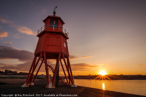 Herd Groyne Lighthouse Picture Board by Ray Pritchard