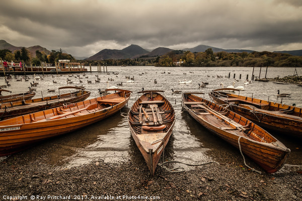 Derwent Water Boats Picture Board by Ray Pritchard