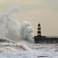 Buy canvas prints of Wave Attack at Seaham by Ray Pritchard