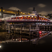 Buy canvas prints of Swing Bridge at Night by Ray Pritchard
