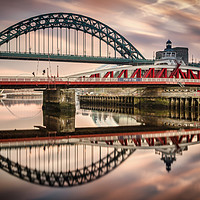 Buy canvas prints of Tyne and Swing Bridges Reflected by Ray Pritchard
