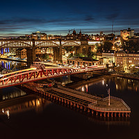 Buy canvas prints of Swing Bridge at Dusk by Ray Pritchard