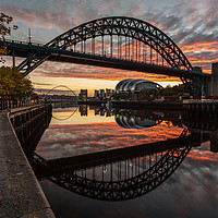Buy canvas prints of Tyne Bridge Sunrise Reflected  by Ray Pritchard