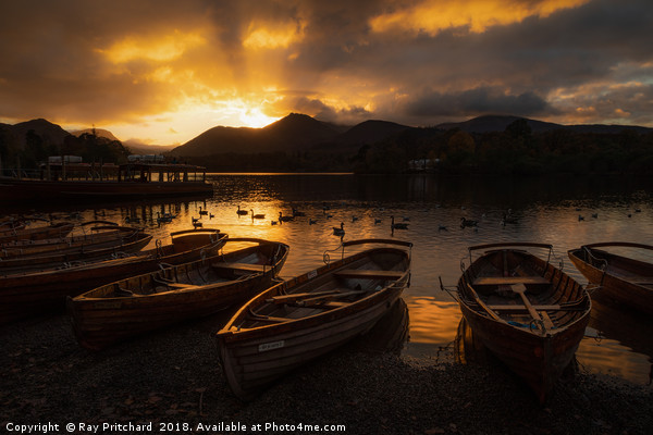Sunset Over Derwentwater Picture Board by Ray Pritchard