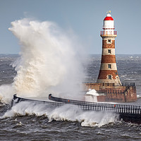 Buy canvas prints of Rough Sea at Roker Lighthouse by Ray Pritchard