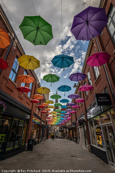 Umbrella Street Picture Board by Ray Pritchard