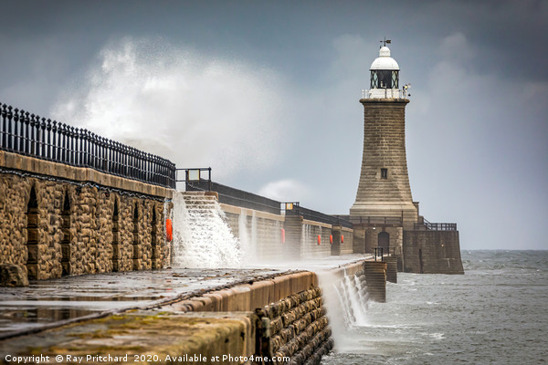 Waves Over Tynemouth Pier  Picture Board by Ray Pritchard
