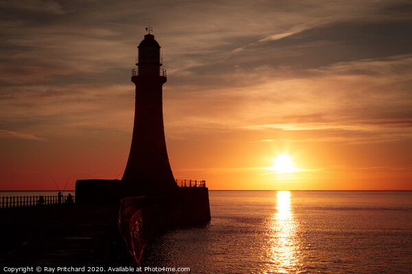 Roker Lighthouse Sunrise Picture Board by Ray Pritchard