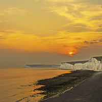 Buy canvas prints of  Sunset at Birling Gap by Linda Corcoran LRPS CPAGB