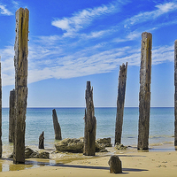 Buy canvas prints of Jetty Remains by Linda Corcoran LRPS CPAGB