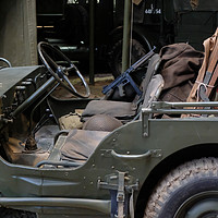 Buy canvas prints of Vintage Army Jeep  by Jacqui Farrell