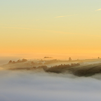 Buy canvas prints of Foggy morning in yorkshire at sunrise by chris smith