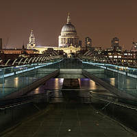 Buy canvas prints of Millennium Bridge and St Pauls Cathedral at night  by chris smith