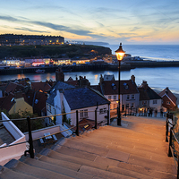 Buy canvas prints of Sunset from the 199 steps whitby. by chris smith