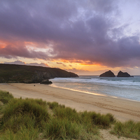 Buy canvas prints of Holywell Bay Sunset by chris smith