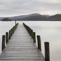 Buy canvas prints of Wooden jetty  in the lake district. by chris smith