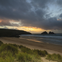 Buy canvas prints of Holywell bay newquay cornwall          by chris smith