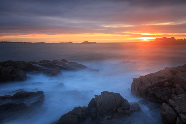 Sunset at Cobo Guernsey Picture Board by chris smith