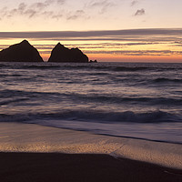 Buy canvas prints of sunset at holywell bay, newquay UK   by chris smith