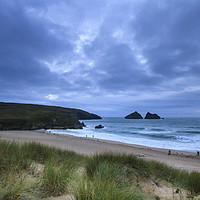Buy canvas prints of Holywell bay at dusk  by chris smith