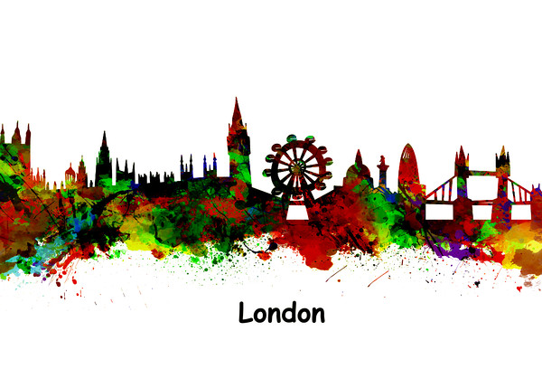 London Watercolor skyline  Picture Board by chris smith