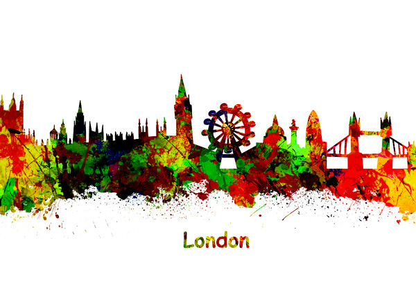 London Watercolor  skyline  Picture Board by chris smith