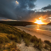 Buy canvas prints of Holywell Bay Sunset     by chris smith