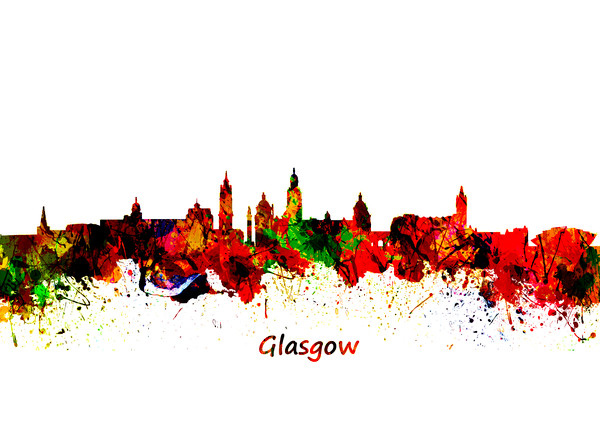 Glasgow Watercolor  skyline   Picture Board by chris smith