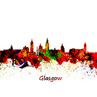 Buy canvas prints of Glasgow Watercolor  skyline   by chris smith