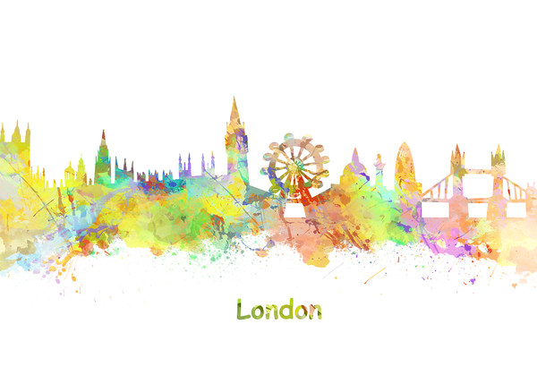 London Watercolor  skyline   Picture Board by chris smith