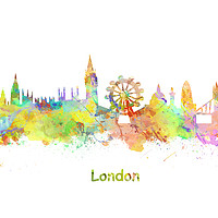 Buy canvas prints of London Watercolor  skyline   by chris smith