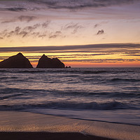 Buy canvas prints of sunset at holywell bay, newquay UK  by chris smith
