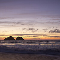 Buy canvas prints of sunset at holywell bay, newquay UK by chris smith