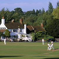 Buy canvas prints of Village Cricket Match, Tilford Surrey England . by Philip Enticknap