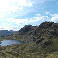 Buy canvas prints of  Langdale pikes and stickle tarn in summer glory,  by Adam Taylor