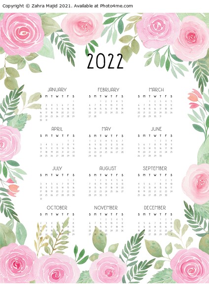 2022 floral calendar Picture Board by Zahra Majid