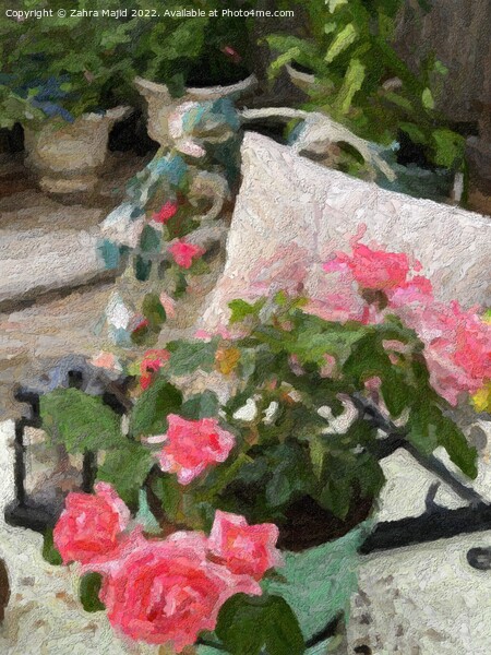 Roses in the Cottage Garden Picture Board by Zahra Majid
