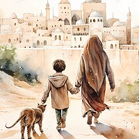 Buy canvas prints of Muslim family in Palestine Old City by Zahra Majid