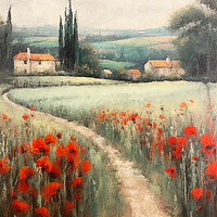 Buy canvas prints of Poppy Fields A by Zahra Majid