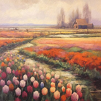 Buy canvas prints of Gorgeous subdued Tulip Fields by Zahra Majid