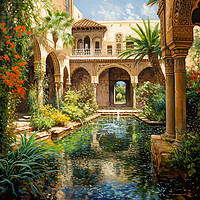 Buy canvas prints of courtyard overseeing water pond by Zahra Majid