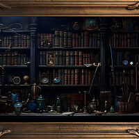 Buy canvas prints of Vintage Gothic Library by Zahra Majid