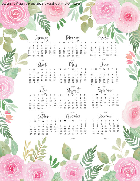 2024 Calendar Picture Board by Zahra Majid