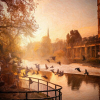 Buy canvas prints of Birds enjoying in Bath City UK by Zahra Majid