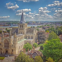 Buy canvas prints of Rochester Cathedral Helicopter View by Zahra Majid