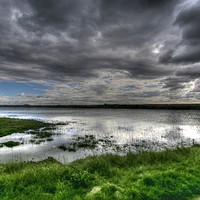 Buy canvas prints of Dark Clouds reflecting in Marshes by Zahra Majid
